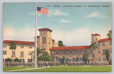 #ad #ad Vintage Linen Postcard Admiral Farragut Academy St. Petersburg FL 1956 $6.39