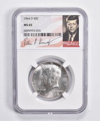 1964-D Kennedy Half Dollar MS65 NGC Special Signature Lbl *4528