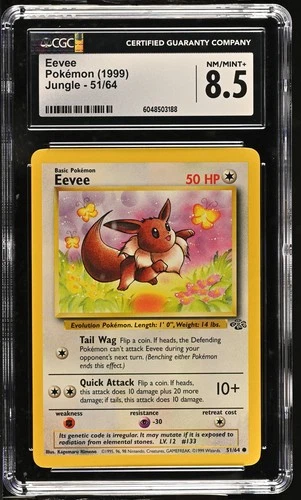 1999 Eevee 51/64 Jungle Regular 1st Edition CGC 8.5 NM/MINT+