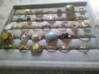 Thirty - Two Vintage and Modern Costume Jewelry Rings w Display Case