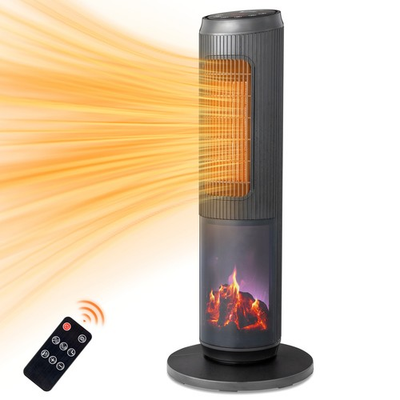 #ad 25quot; Tower Space Heater with 3D Flame1500W Portable Electric Heater with Timer $51.99