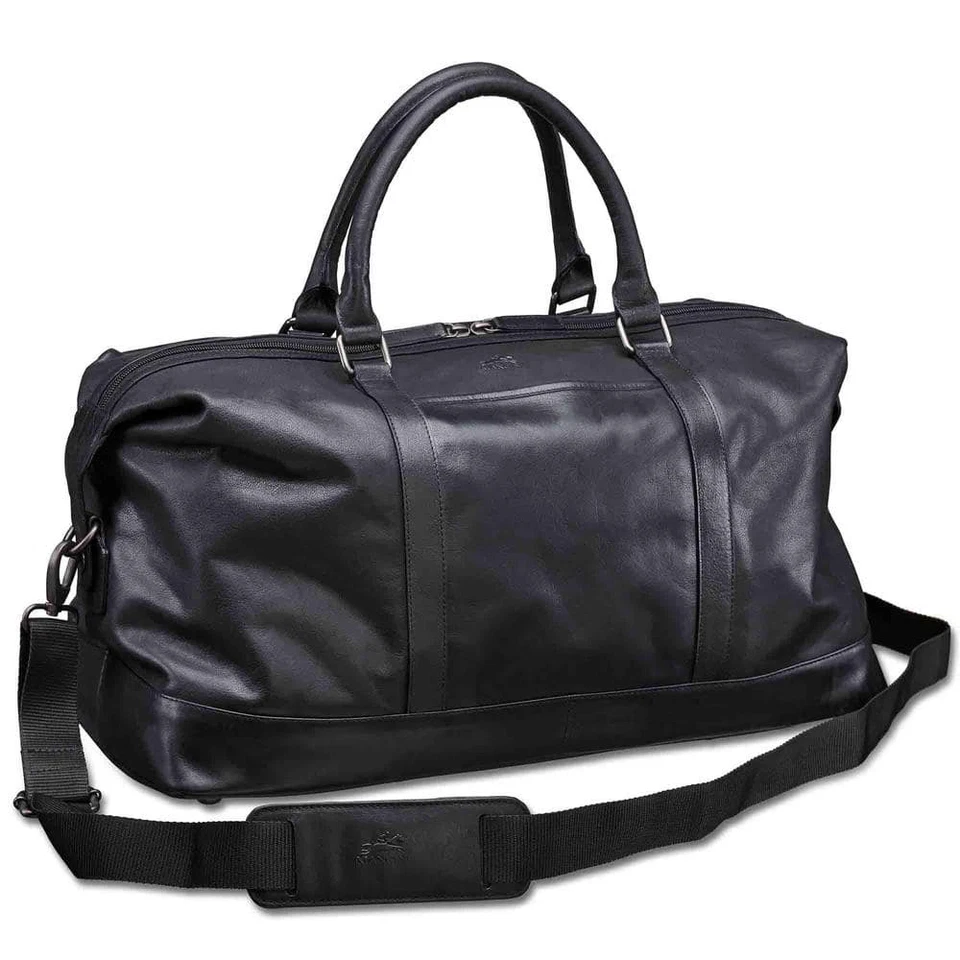 Bolso de Lona MANCINI 20" X 10" X 12" Cremallera Superior Cuero Negro con Correa Ajustable Foto 3 de 4