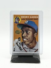 Topps Henry Aaron Milwaukee Braves Rookie Baseball Card #128. rookie card picture