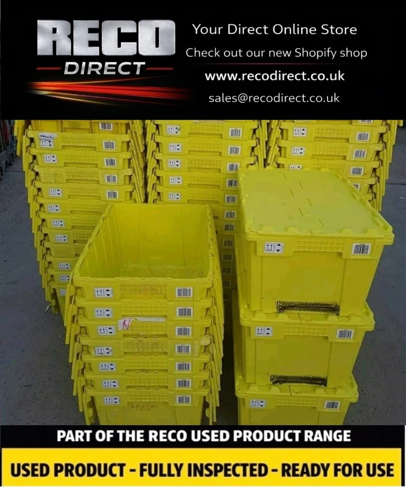 5 x EXTRA LARGE USED YELLOW TOTE BOX / ALC CRATE 700x430x300mm STORAGE 80L - Image 1 of 4
