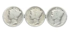 1916 1917 1918 Mercury Dime Lot 90% Silver Early Better Date U.S. Coins Lot of 3