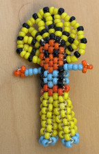 Vintage Native America Indian Figure Beaded Pendant Multicolor Beads Detailed 2"
