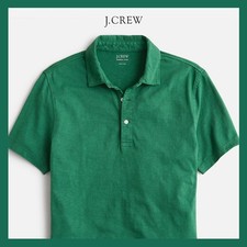 NWT - J. CREW Men's Garment-Dyed Slub Cotton Polo Shirt Classic Pine Sz L - 45