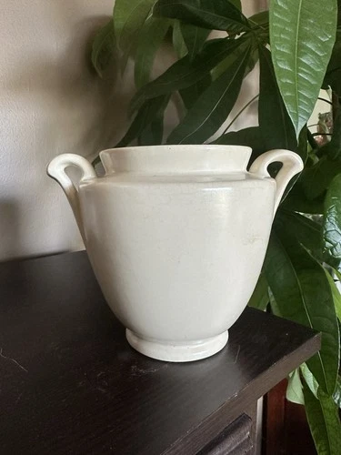 RARE Vintage WELLER POTTERY Vase Ern Double Handle Circa 1920s 1930s Cream