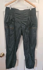 VGUC Wearables XCVI Women's Acker Zipper Slim Crop Shirred Pants XL Dark Green