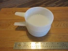 Vintage Ovenware White Milk Glass 14oz Handled Bowls J-2639 (Set of 2) USA