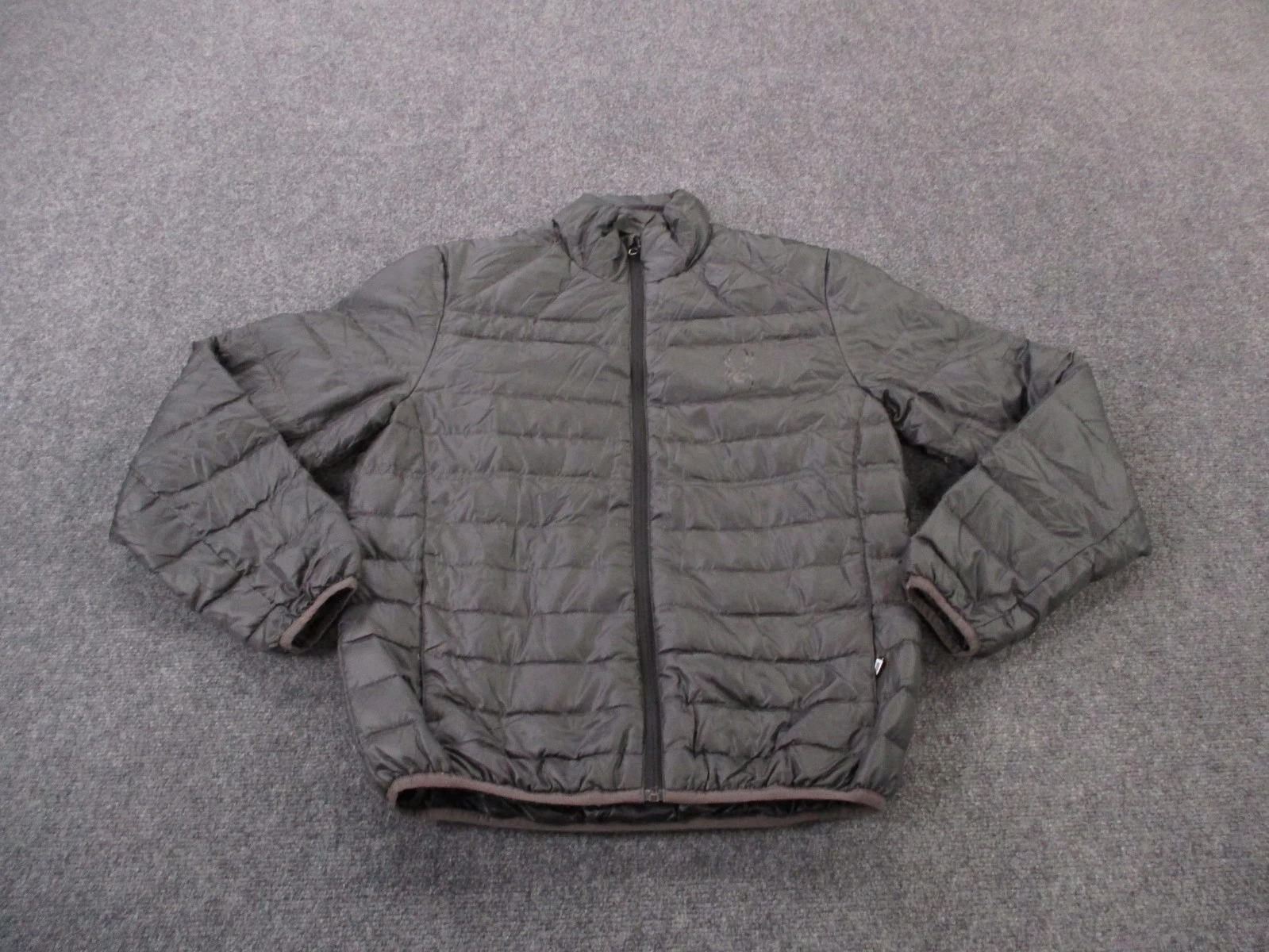 Spyder Jacket Mens M Gray Down Puffer Outdoors Hiking Quilted Logo Camping