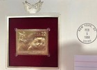 1St Day Of Issue 1988- 22K Gold Plated Stamp-Abyssianian & Himalayan Cats