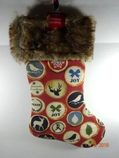 NWT Nature/Rustic/Woodsy Christmas Stocking Faux Fur and Polyester