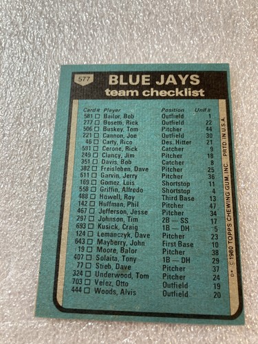 1980 Topps Baseball Cards ~ You Pick Them From My List~ NM to EX-MT - Picture 105 of 133
