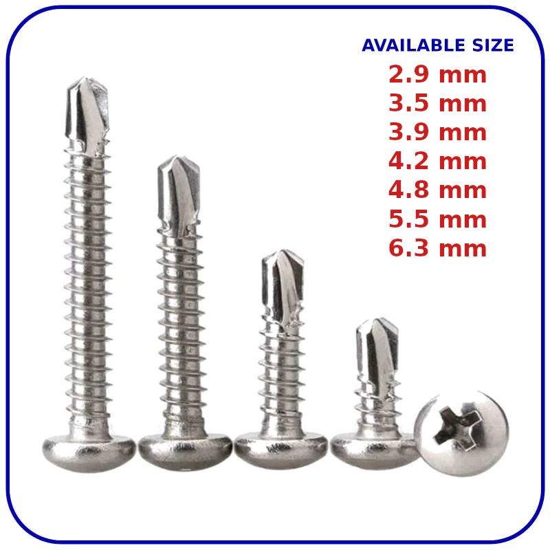ROBS FASTENERS Self Drilling Screws Pan Head Zinc Plated BZP Metal Fixing Windows Roofing