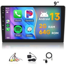 Autoradio 9" 2 DIN Apple Carplay 2G+64G Android 13 con GPS Navi WIFI FM RDS Mic