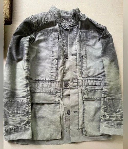 Rick Owens SLAB Black Wax Coated Vintage Treated Denim Field Jacket Size M