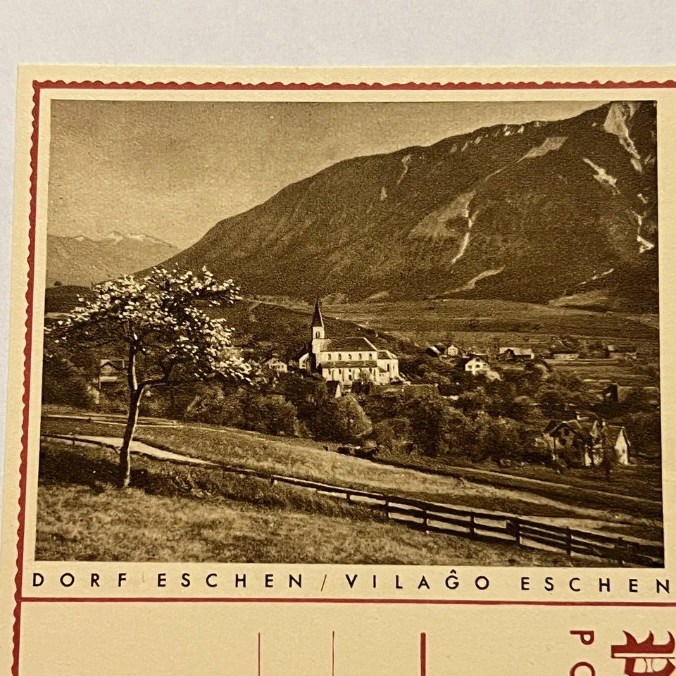 1930s FURSTENTUM LIECHTENSTEIN OVERPRINT UNUSED POSTAL CARD DORF ESCHEN VILLAGE - Image 3 of 4