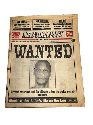 2001 New York Post Newspaper Darryl Strawberry Wanted March 31 Complete Jeter