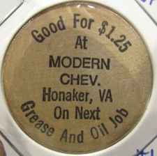 Vintage Modern Chevy Honaker, VA Wooden Nickel - #1 Token Virginia