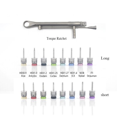 Universal Implant Abutment Ratchet Torque Wrench Kit – 16 Drivers, 15-70 Ncm, Stainless Steel