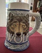 Tom O'Brien's Stein American Animal The Wolf  Made in Brazil in 2000 Vtg