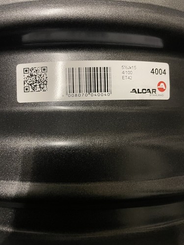 Smart Car ForTwo ForFour 15” 4x100 Rear Steel Wheel ALCAR ALC4004 Spare Wheel - Picture 3 of 3
