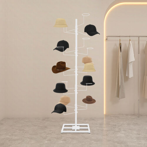 Espositore per cappelli girevole in metallo 5 livelli pavimento libero 20 tappi supporto copricapo - Foto 15 di 17