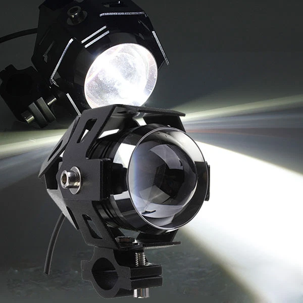 125W LED MOTORCYCLE SUPERBIKER DERBI STUNT TUBE MOUNT FORK HEADLIGHT LIGHT - Image 3 of 4