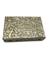 VINTAGE REUGE STE CROIX ELGIN AMERICAN GILT POWDER & MUSICAL BOX COMPACT