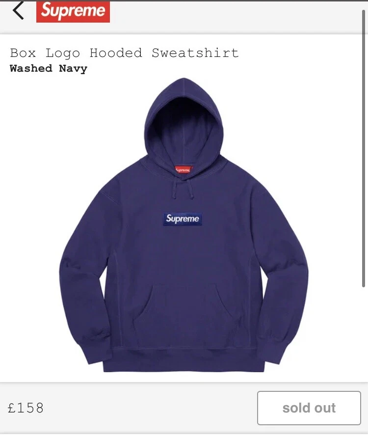 Sweat à capuche logo Supreme Box lavé marine moyen   FW21