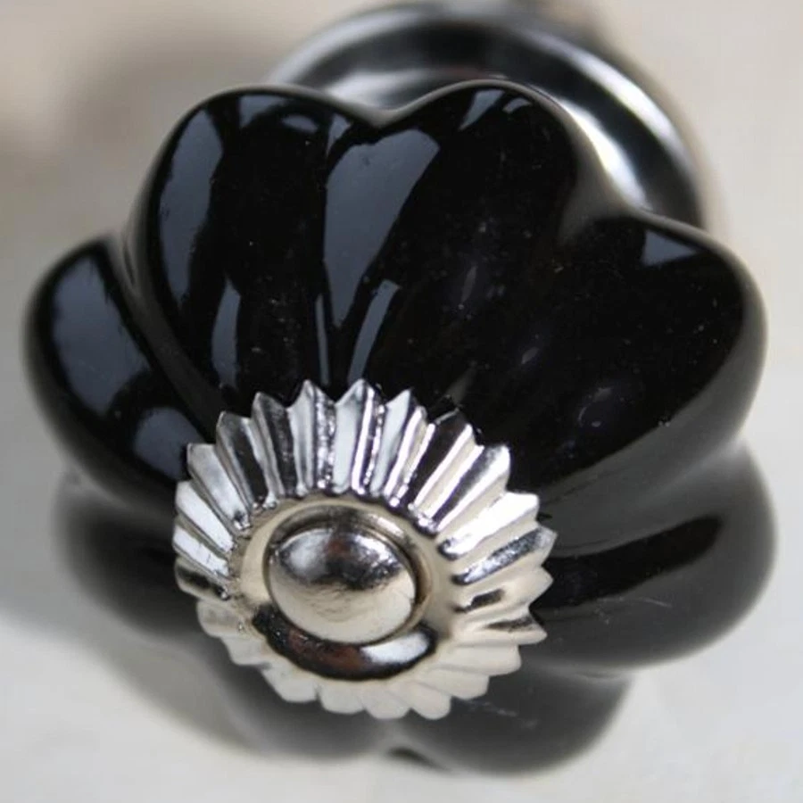 Möbelknopf Porzellan Möbelknöpfe Keramik Möbelknäufe Knauf Tür Schwarz Weiß zw - Bild 3 von 4