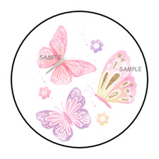 30 BUTTERFLIES ENVELOPE SEALS STICKERS LABELS TAGS 1.5" ROUND BUTTERFLY PRETTY