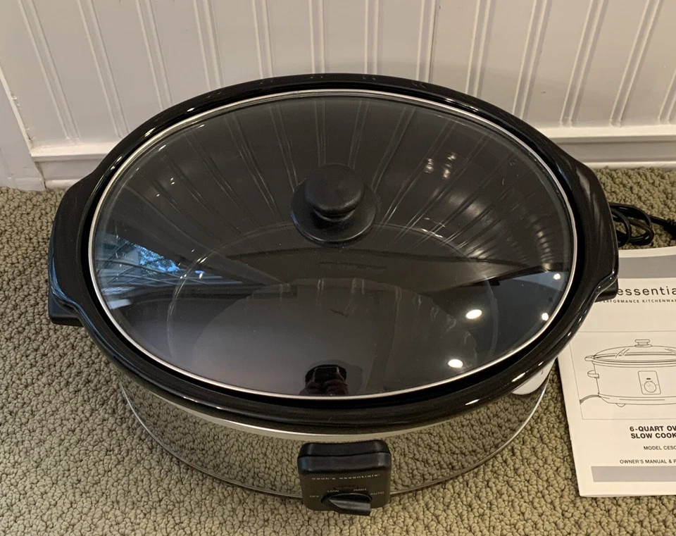 NWOB Cook's Essentials 6-QT Slow Cooker Electric Chrome Model CESC6 Never Used - Image 3 of 4