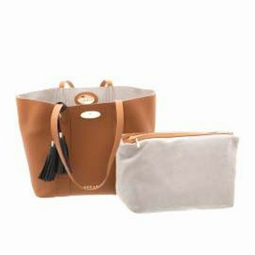 GRANDE BORSA TOTE FILO ZOHARA IN VERA PELLE COLORE MARRONE CHIARO - Foto 2 di 2