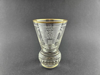 Freimaurer - Kanone / Facettenfusskanone / Logenglas mit Widmung, dat. 1917 - Bild 1 von 4