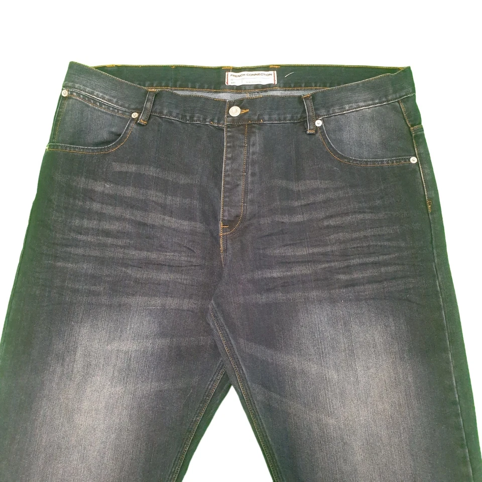 Pantalones de mezclilla French Connection azul oscuro pierna recta botón Reino Unido 5xL W44 L32 para hombre Foto 2 de 4