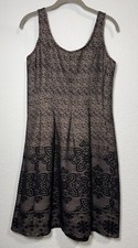 BLUET Women's Dress size 8 Nude Black Lace Sleeveless Floral