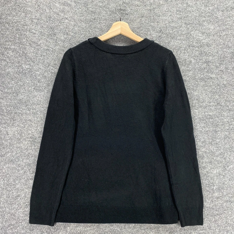 Novo Suéter Feminino Laura Scott G Grande Preto Enfeitado Gola Redonda Manga Longa - Imagem 4 de 4