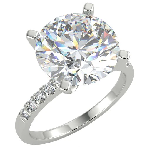 4.33 Ct Round Cut SI3/E Solitaire Pave Diamond Engagement Ring 14K White Gold