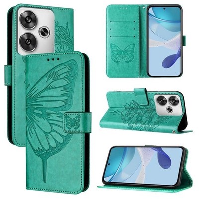 Für Xiaomi Poco F6 Geprägte Schmetterling Leder Handy Tasche Hülle Schale