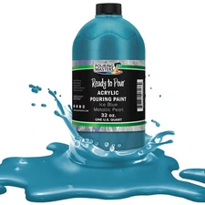 Pouring Masters Ice Blue Metallic Pearl 32oz Bottle Water-Based Acrylic Paint