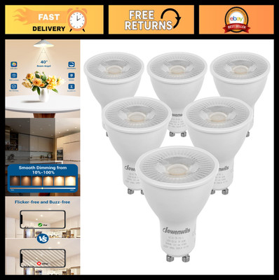 6-Pack Dimmable GU10 LED Bulbs 3000K Warm White 500LM 7W (50W Equivalent) for Ho