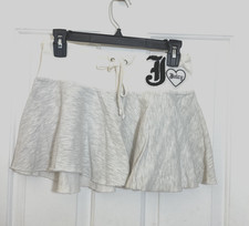 VTG Y2K Juicy Couture Mini Fleece Skirt White/Gray Flounce Logo "J" Pleated M