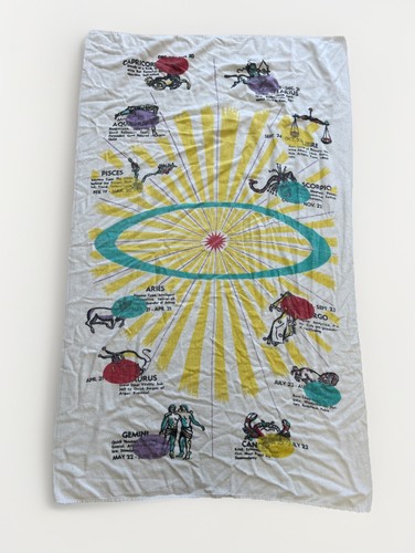 Vintage 1960s/1970s Zodiac Astrology Graphic Novelty Beach Towel