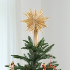24,5 cm Stern Christbaumspitze aus Stroh Weihnachtsbaumspitze Stern Weihnachten