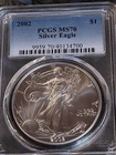 2002 1 oz American Silver Eagle Coin PCGS MS-70