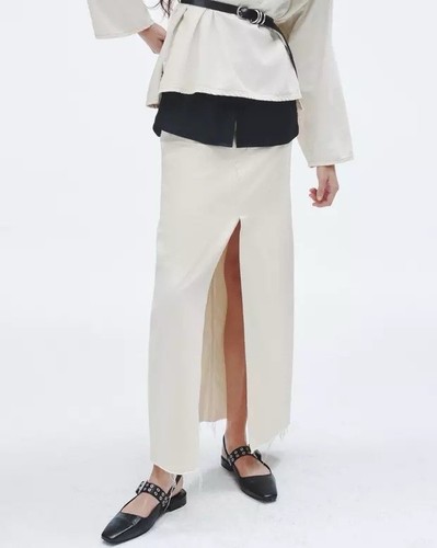 Gonna Rag & Bone 24 bianca denim Avery peso piuma denim maxi gonna $258 nuova con etichette - Foto 4 di 13