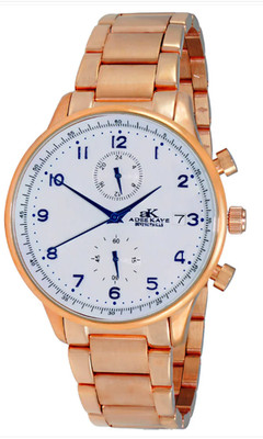 Adee Kaye Men's Chronograph Watch White Dial W/ Blue Numerals/Hands + Date