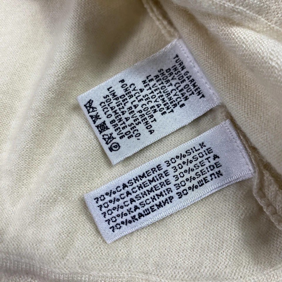 Ralph Lauren Cárdigan Suéter Mujer Pequeño Marfil Cachemira Seda Frente Abierto Drapeado Foto 2 de 4